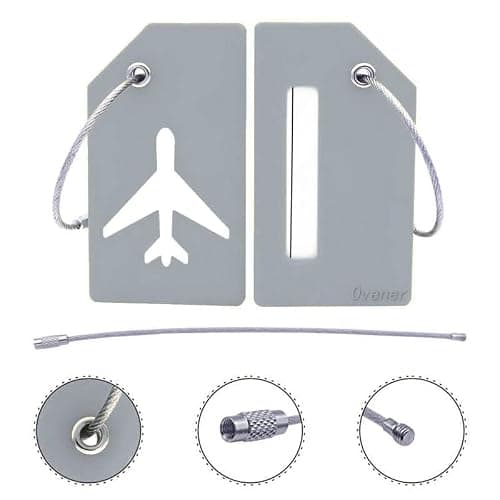2Pack Grey Silicone Luggage Tag with Name Card to Quickly Spot Suitcase — view 4