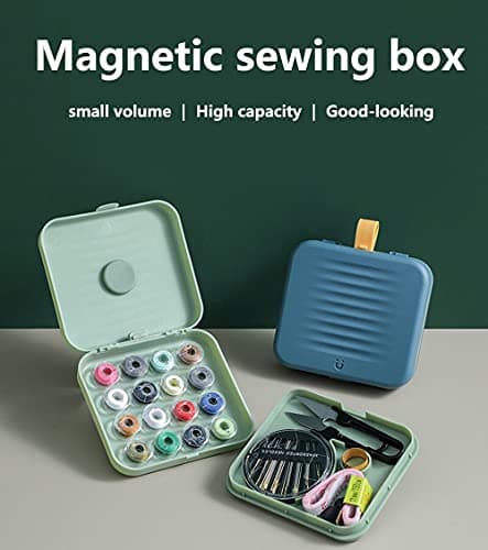 Small Sewing kit Travel Size, Mini Sewing Kits Storage-Box Gifts for Adults, Beginners DIY Easy Embroidery Thread Needle Accessories,Home and Hand Sewing Supplies, Basic Emergency Needle case (Blue) — view 6
