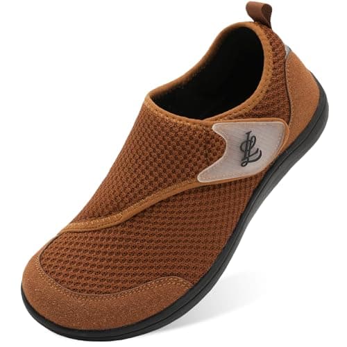Slip On Barefoot Walking Shoes for Men Wide Fit Zero Drop Breathable Trainers UK Brown Size 10.5 Wide