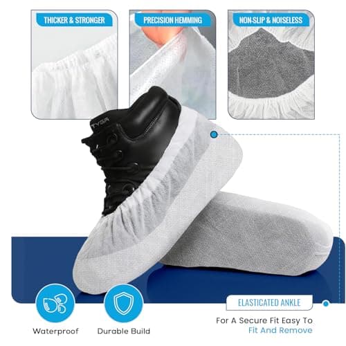 TYGA 40 Pieces Waterproof Reusable Shoe Covers - White — view 5