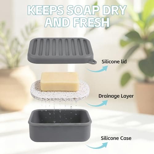 Portable Travel Soap Case, Soap Dish with Lid and Draining Layer — view 4