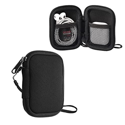 kwmobile Neopren Earphone Case for Earbuds - Small Hearing Aid case with inner mesh pouch - Zipper Storage Bag Pouch for Headphones Earbuds - Black