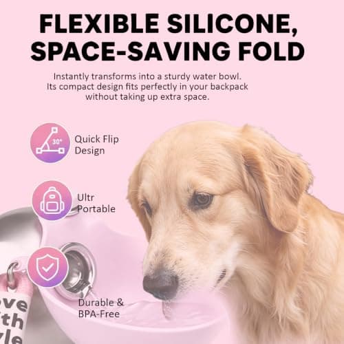 2-in-1 Portable Dog Water Bottle, 285ml Stainless Steel Pet Travel Bottle — view 4