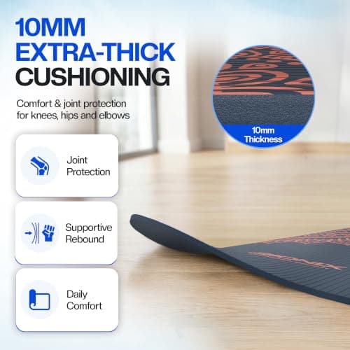 Bionix Yoga Mat Women, Pilates Exercise Workout Home Gym Mat - Printed Blue — view 2