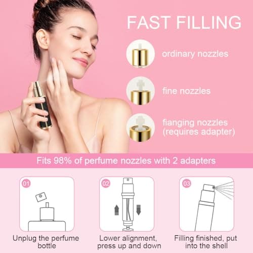 LOPHE Perfume Travel Bottle, 5ML Luxurious Perfume Atomiser Refillable, Leather Perfume Spray Bottle, Easy to Refill Perfume Atomiser for Women Men, A (Black) — view 4