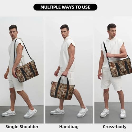 Wine cork Duffel Bags for Traveling, Lightweight Personal Item Travel Bags for Women, Gym Bags for Men, Black, One Size — view 5