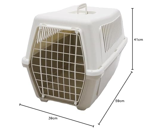 Rosewood Vision Classic 60 Cat Carrier, Medium – Pet Travel Crate, Portable Hard-Shell Plastic Carrier for Cats, Kittens and Small to Medium Pets – Mocha/White — view 3
