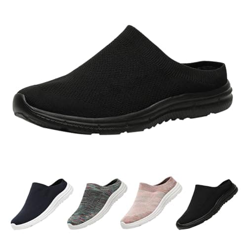 Unisex Mesh Fashion Slides Breathable Athletic Sandals Comfortable Thick Sole Summer Casual Footwear Easy Slip-On Lazy Slippers Indoor Outdoor Slides for Walking Garden Travel Black — view 4