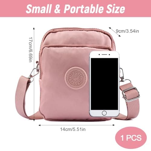 Pinboov Pink Small Cross Body Bag Women,Multi Pocket Shoulder Bags — view 2