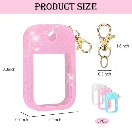 Maslasee Protective Silicone Case with Keychain Compatible with Touchland Hand Sanitizer Spray (3-Pack, Pink Blue White) — view 2