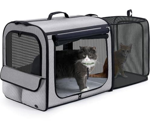 Dog Car Carrier LightWeight 61×45×52cm, Expandable Dog Carrier, Grey