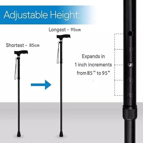 Walking Stick, Portable Collapsible Walking Stick and Mobility Aid Handy, Easily Adjustable Folding Travel Walking Cane for Women, Men & Disabled Flexible and Durable, 33-37 inches (Black) — view 4