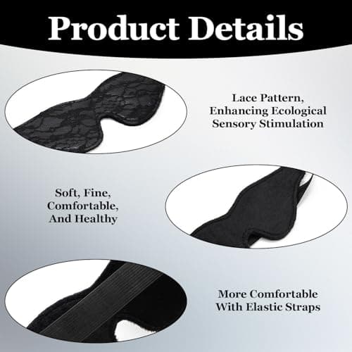 Lace Sleep Mask for Adults, 100% Blackout Anti-Wrinkle Eye Mask with Soft Silk Fabric, Comfortable Sleeping Blindfold for Women & Men, Perfect for Travel and Meditation (Black) — view 3