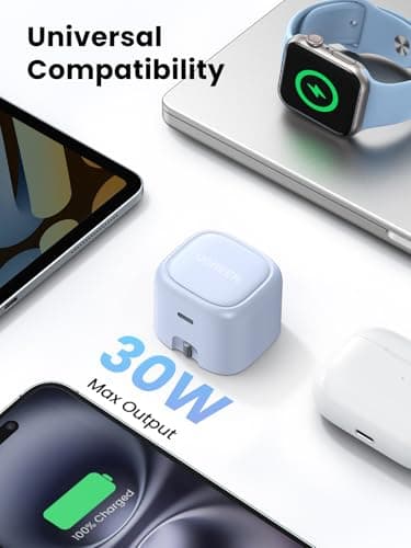 UGREEN 30W USB C Charger Nexode PD3.0 Foldable GaN Fast Charger Silver Blue — view 4