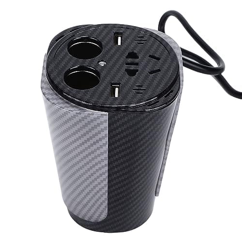 150W Car Power Converter with Voice Controlled LED Colorful Atmosphere Light USB Charging Converter Aluminium Alloy Cup Shaped — view 5