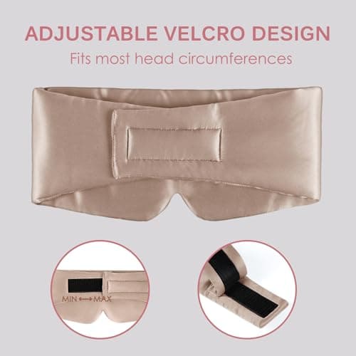 OLESILK 100% Natural Mulberry Silk Eye Mask for Sleeping, Large, Taupe — view 6