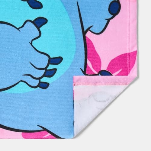 OHS Stitch Beach Towel, Officially Licensed Stitch Gifts for Girls Boys Super Soft Quick Dry Microfibre Beach Towel Holiday Essentials Summer Travel Swimming Towels for Kids, Pink - 71 x 152cm — view 4