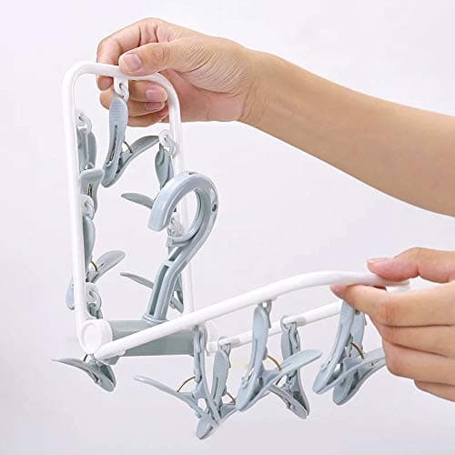 HKzzy 2 Pack Portable Folding Drip Hanger Travel Clip Socks Clothes Underwear Laundry Hanger Drying Rack with 12 Clips — view 6