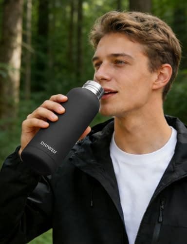Stainless Steel Water Bottle Double Wall, Insulated Metal Water Bottle with Clip, 350ml/500ml/750ml/1L, BPA Free, 24hrs Cold & 12hrs Hot, Suitable for Sports, Camping, Hiking, Cycling, Gym, Travel — view 2