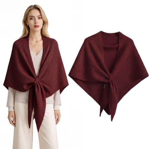 HEDYX Women's Pashmina Shawls and Wraps for Autumn Winter(Burgundy) — view 2