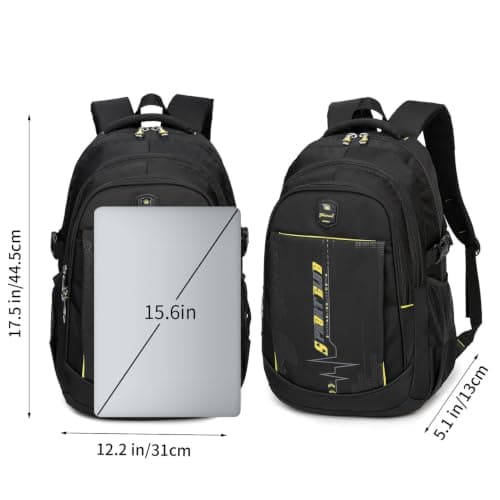 SIVENKE School Backpacks Student Bookbag Laptop Rucksack Computer Casual Shoulder Daypack Travel Back Pack for Teen Boys Yellow — view 2