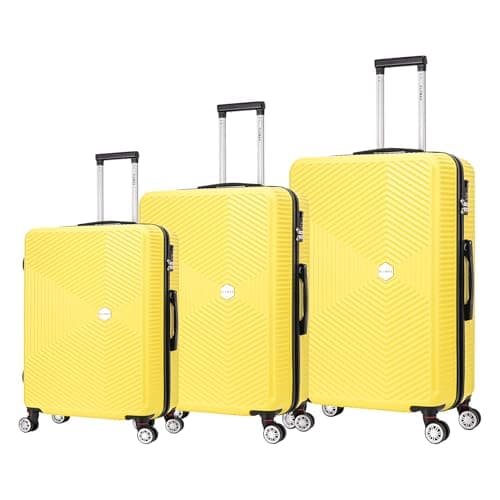 FLYMAX 24" Medium Suitcase Super Lightweight 4 Wheel Spinner Hard Shell ABS Luggage Hold Check in Travel Case Yellow 67L — view 2
