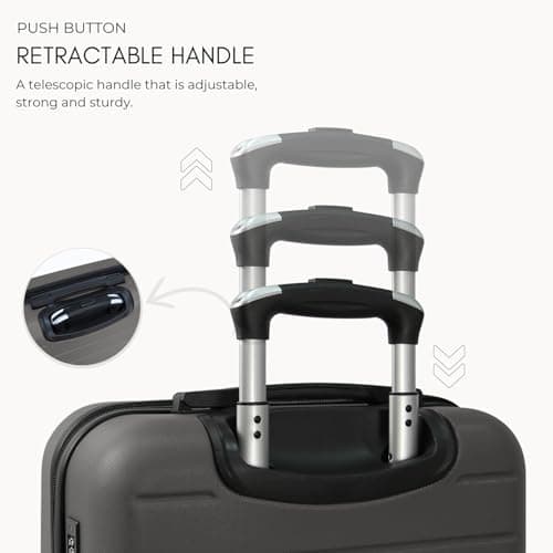 Rocklands® Lightweight 4 Wheel Hard Shell Luggage Suitcase Rynair Cabin Travel Bag 55x40x20cm - ABS822 (Grey) — view 4