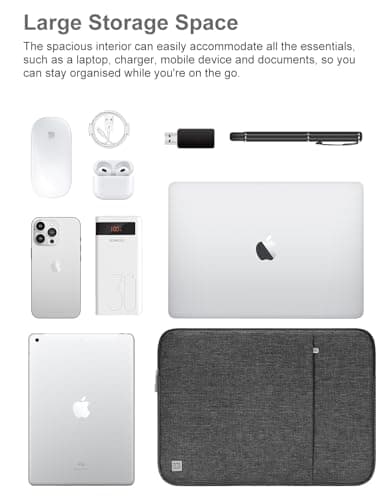 DOMISO Laptop Case Sleeve Protective Cover Compatible with MacBook Air 13 M4 M3 M2,MacBook Pro M2 M1,iPad Air/Pro,13 inch Dell,Lenovo, HP,Asus,Waterproof Computer Cases Bag,Dark Gray — view 3