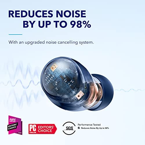 soundcore by Anker Space A40 Auto-Adjustable Active Noise Cancelling Wireless Earbuds, Reduce Noise by Up to 98%, 50H Playtime, Hi-Res Sound, Comfortable Fit, App Customization, Wireless Charge — view 2