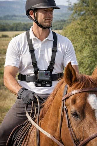 micros2u Action Camera Adjustable Chest Strap Harness Mount with J Hook Adapter. Compatible with Gopro Hero 13 12 11 10 9 8 7 6 5 4 3 / DJI, AKASO, Apeman, Apexcam & Most Action Cameras — view 6