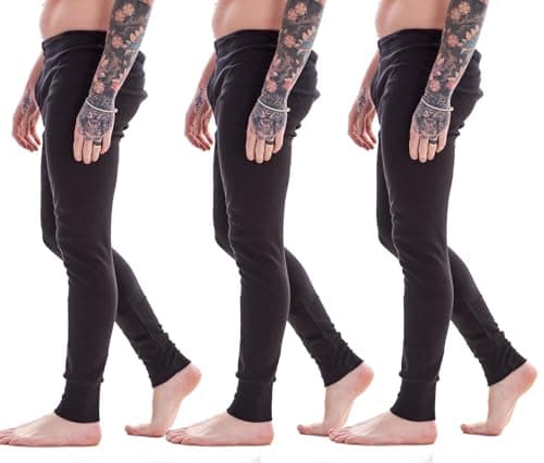 Keanu Mens Thermal Bottoms - Pack of 3 - Winter Warm Brushed Underwear Long Johns Baselayer - Sizes S M L XL 2XL (Black, Medium) — view 2