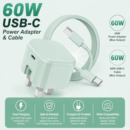 For iPhone 17 16 15 Pro Max 60W USB-C to C Charger Plug and Cable AVS DVS — view 6