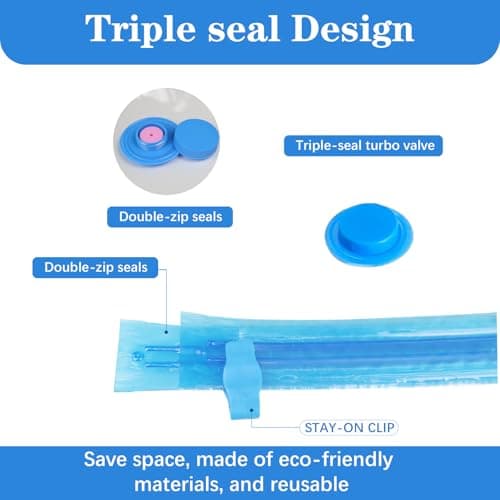 RunXinDa Small Vacuum Storage Bags 8 Pack (60x40cm) - Reusable Space Saver Bags for Travel & Home, Compatible with Vacuum Cleaner, Save 80% More Storage Space — view 3