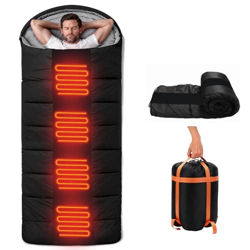 Longzhuo Heated Sleeping Bag for Adults, Extra Large for 4-Season Camping