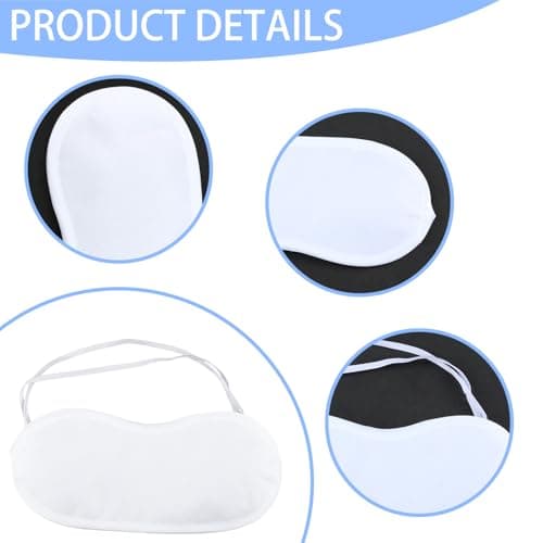 Wellrun 8 Pack White Sleep Masks for Sleeping,Soft Eye Masks for Travel,Game,Sleepover Party,Comfortable Eye Covers for DIY Draw Your Own — view 3