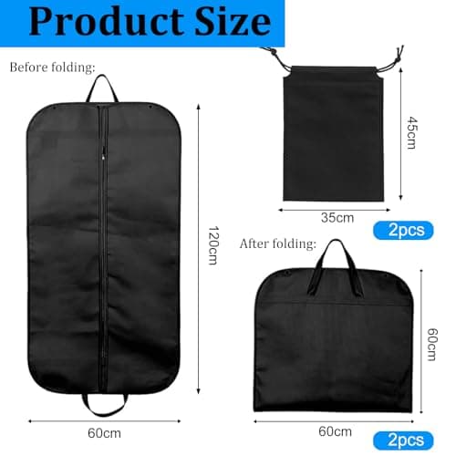 Suit Bags for Men, 2PCS Full Zipper Garment Bag, 60x120cm Suits Cover — view 2