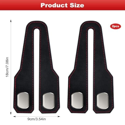 2Pcs Leather Car Seat Headrest Hooks - Organiser Suitable for Bags, Purses — view 2