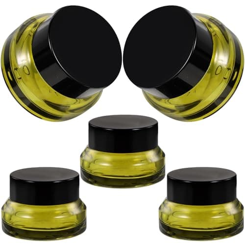 NUOBESTY 5pcs Refillable Travel Cream Jars 15g Small Glass and Pp Containers with Lids for Storing Lotion and Cosmetics for Christmas and New Year Travel Random Color