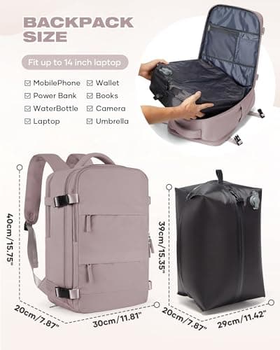SZLX Vacuum Backpack Travel Bag with Pump, New Ryanair Cabin Size Bag 40x30x20 Backpack Wizz air, Large Travel Backpack Women Men Carry On Casual Daypack Fit 14 Inch Laptop with Shoes Compartment — view 4