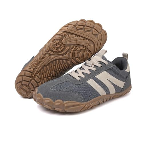 Barefoot Shoes Mens Womens Trail Running Shoes Outdoor Zero Drop Wide Toe Box Shoes Lightweight Walking Sneakers Non Slip Hike Footwear Minimalist Fitness Shoes,Grey,11UK
