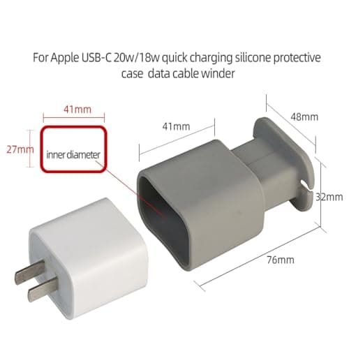 3pcs 2 in 1 Silicone Charger Protector with Cord Wrap, Silicone Power Adapter Case for iPhone, Snapback Charger Winder Compatible with 18W/20W Charger, 1.65 x 1.1 inches (Charger not Included) — view 5