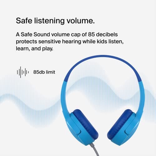 Belkin SoundForm Mini Wired On-Ear Headphones for Kids, Over-Ear Headset for Children with inline Microphone for Online Learning, School, Travel, Play, For 3.5mm Compatible Devices - Blue — view 2