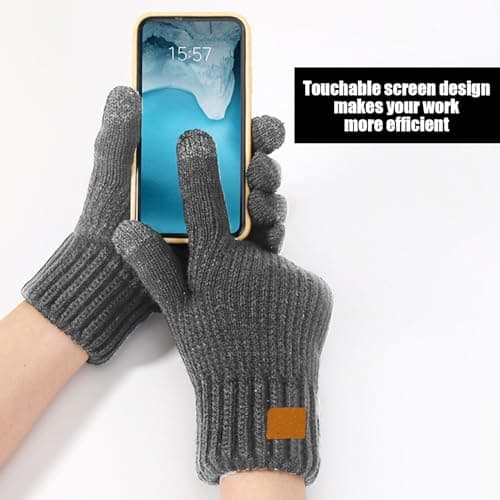 1 Pair Of Gray Velvet Gloves, Warm Knitted Gloves, Touch Screen Gloves, Outdoor Cold-Proof Gloves, Sports Gloves — view 6