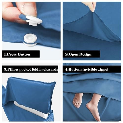 BREENHILL Double Sleeping Bag Liner, Camping Travel Sheet, Zip, Blue 180cm — view 2
