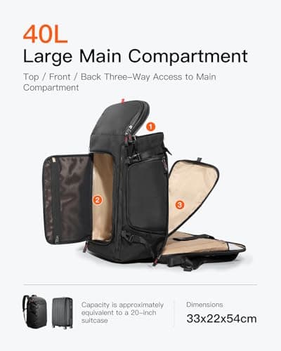 Inateck 40L Travel Backpack,Laptop Rucksack Bag for Men Flight TSA Approved — view 2