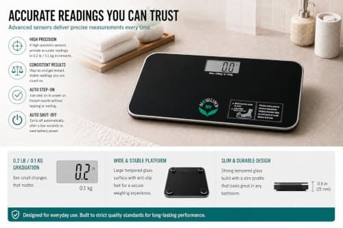 NewlineNY SBB0718M-NYBK Step-On Mini Travel Bathroom Scale, Cool Black — view 3