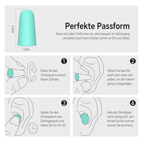 SURFOU Ear Plugs for Sleep 60 Pairs, 38dB SNR Foam Earplugs, Side Sleeper — view 2