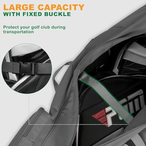 Golf Travel Bags with Wheels, 1200D Heavy Duty Oxford Wear-Resistant with Extra Storage Bag, Lightweight & Portable Golf Club Travel Cover for Airlines Easy Storage，Grey：Handle — view 4