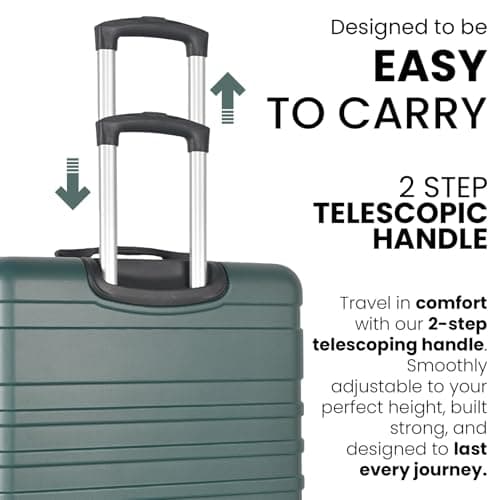 XPLR 5-Piece ABS Luggage Set – Durable Hard Shell Suitcases with TSA Lock, 360° Spinner Wheels & Organised Interiors – Includes Carry-On & Toiletry Bag – Scratch-Resistant Finish – Dark Green — view 5