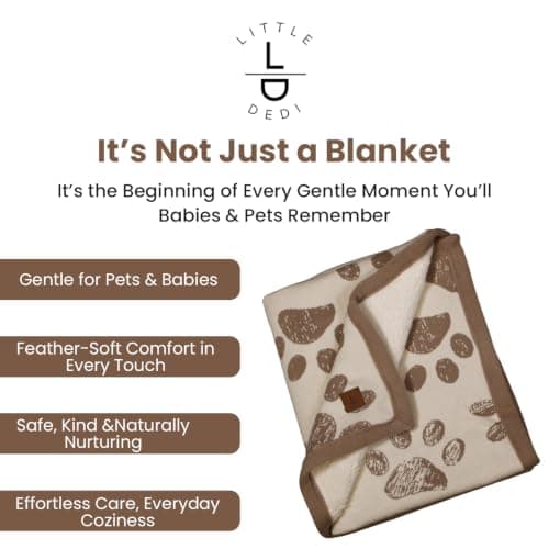 Little Dedi Organic Cotton Pet & Baby Blanket 75 x 95 cm, Mocha Meringue – Sherpa Fleece, Soft for Dogs, Cats & Infants, Machine Washable — view 4